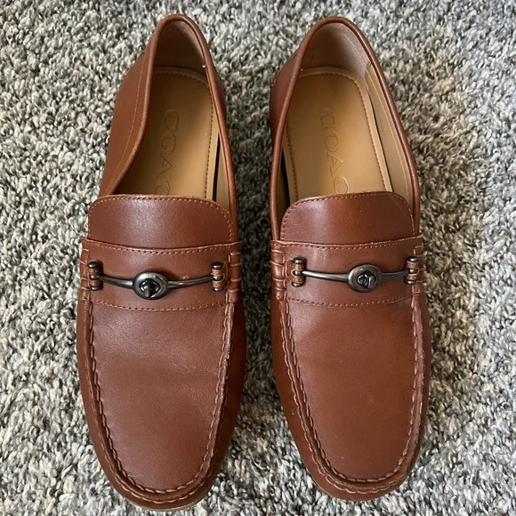 Coach Men’s Brown Dark Saddle Mott Driver Leather Loafers Shoes Size 7.5 - Picture 8 of 16